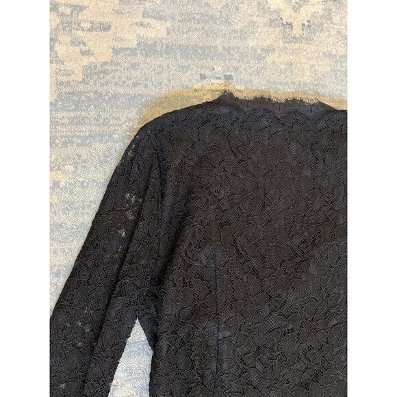 Diane von Furstenberg Shirt 6 Women Blk Lace Top ButtonUp Sheer Long Sleeve $298 - Picture 6 of 12